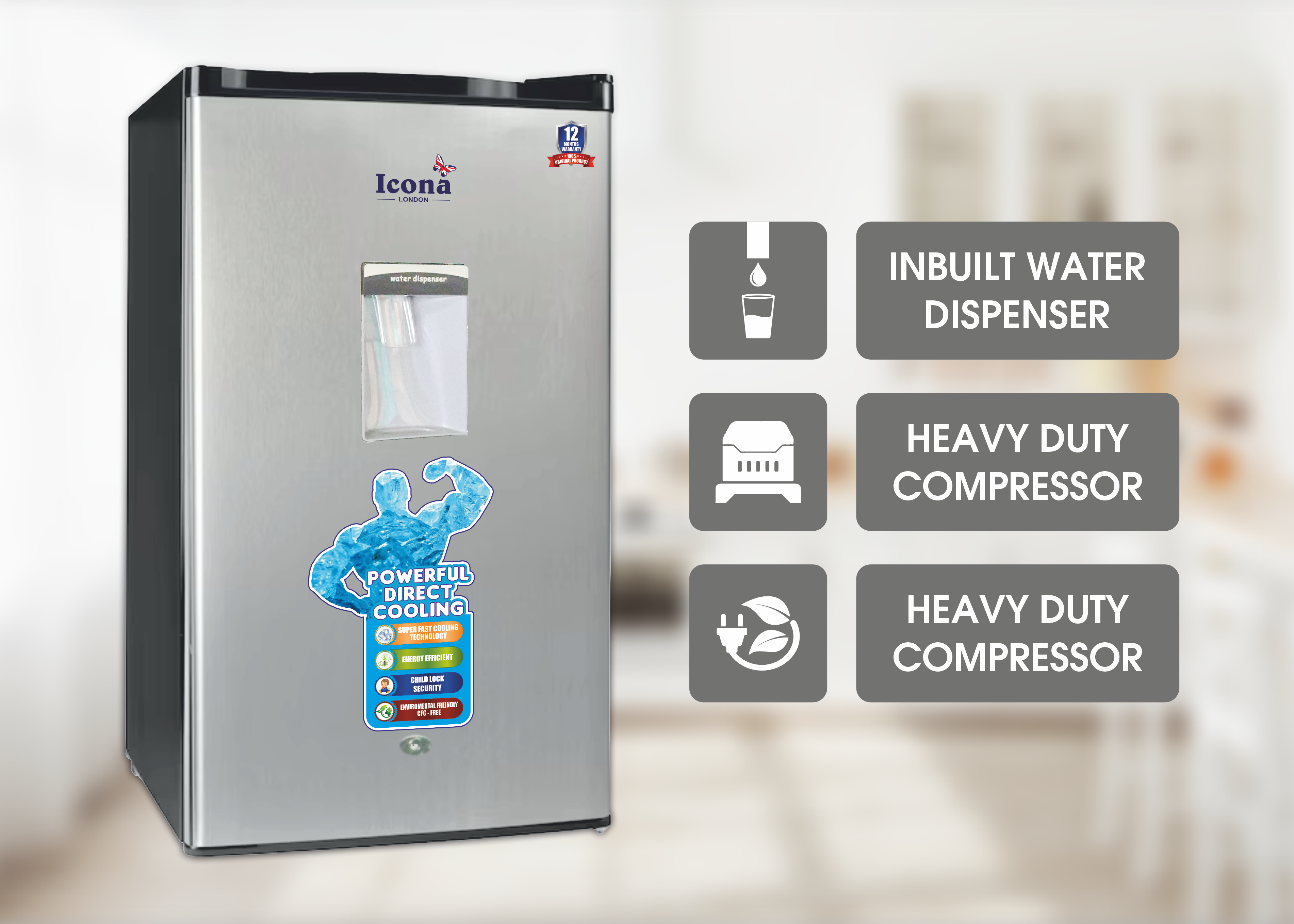Icona London's Single Door Refrigerator With Inbuilt Water Dispenser