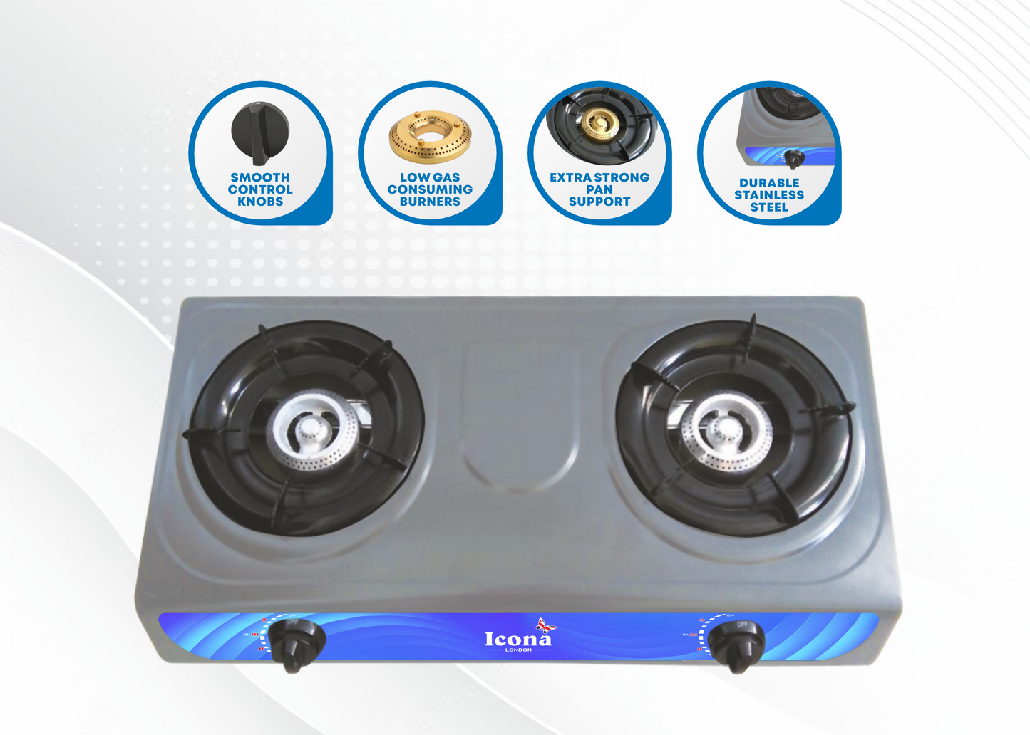 Auto Gas Stove Two Burner (Black)