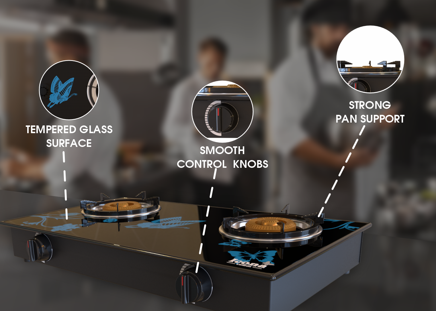 Auto Glass Gas Stove Two Burner