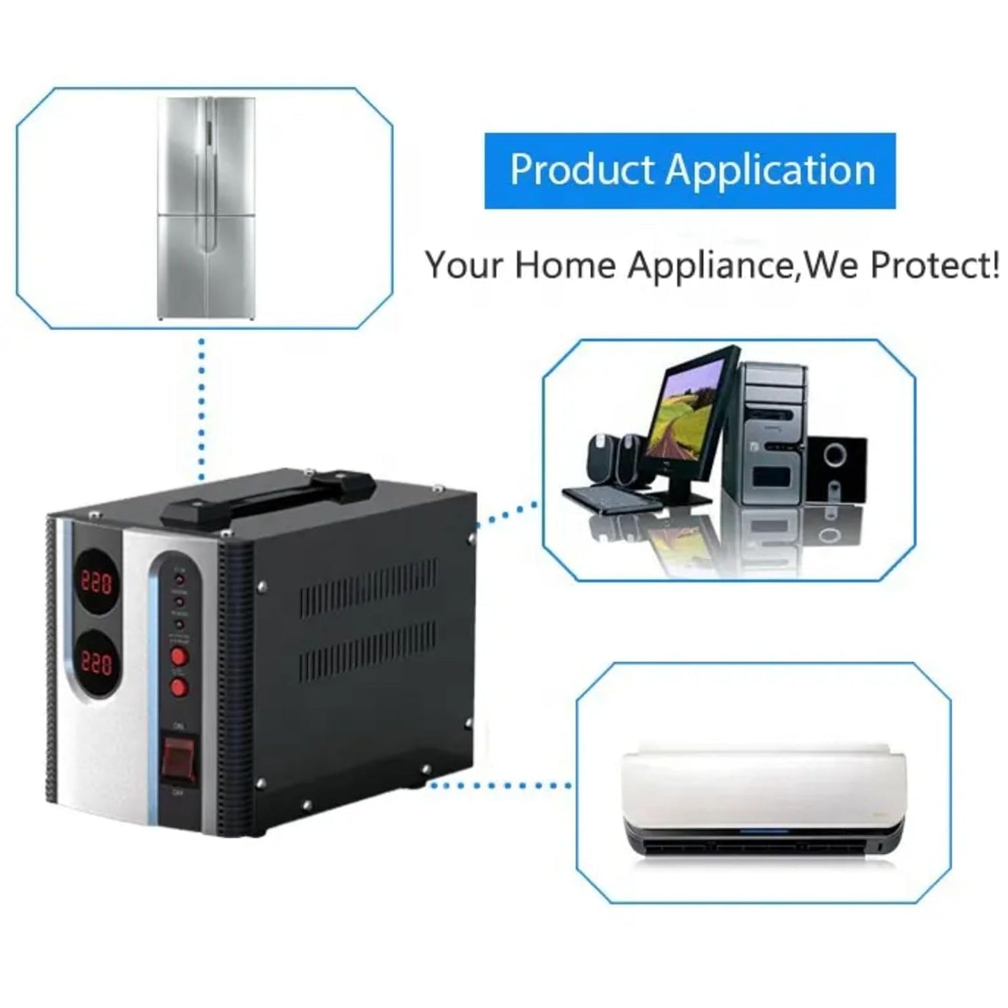 Icona 2000W Voltage Regulator with Transformer – Step Up/Down 110/120V to 220/240V, or 220/240V to 110/120V, Automatic Voltage Stabilizer, ICOPOWER Technology