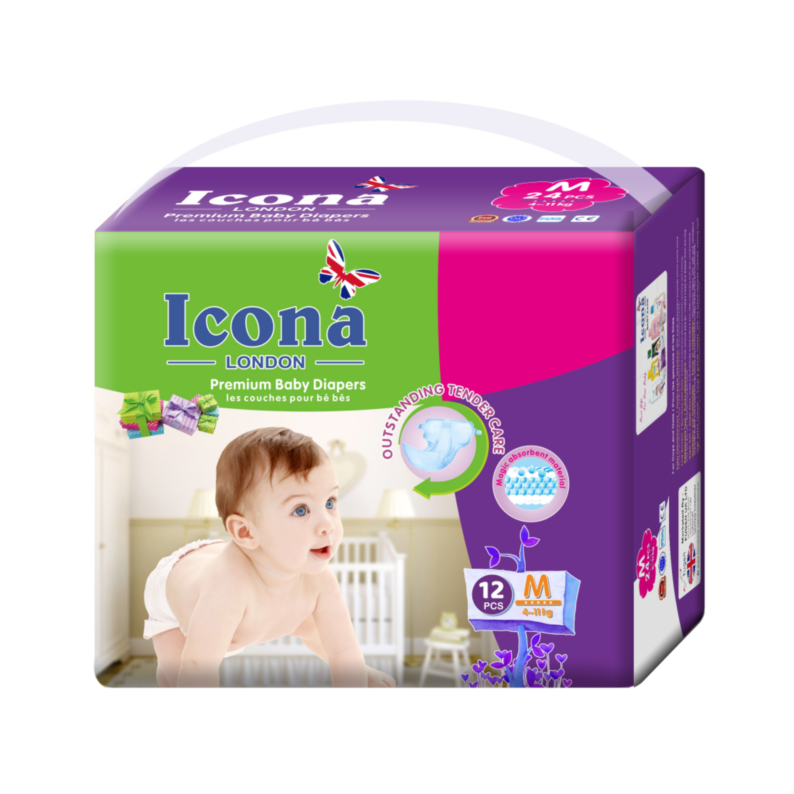 Premium Baby Diapers (M-12)