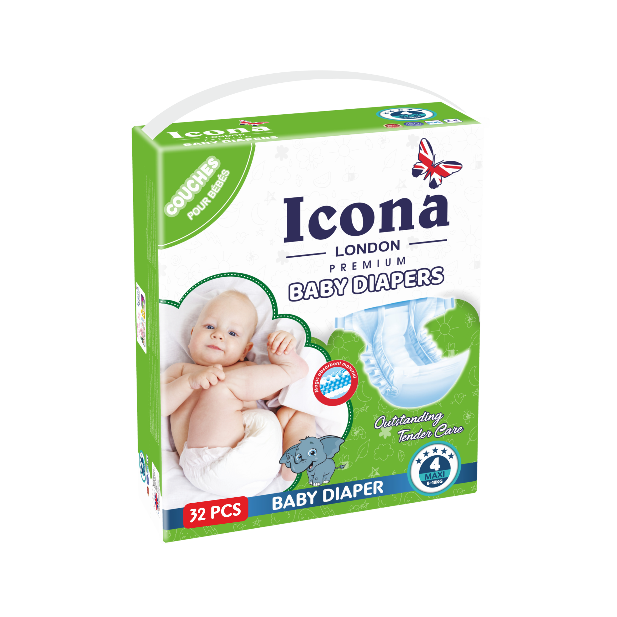 Premium Baby Diapers (Maxi-36 Pieces)