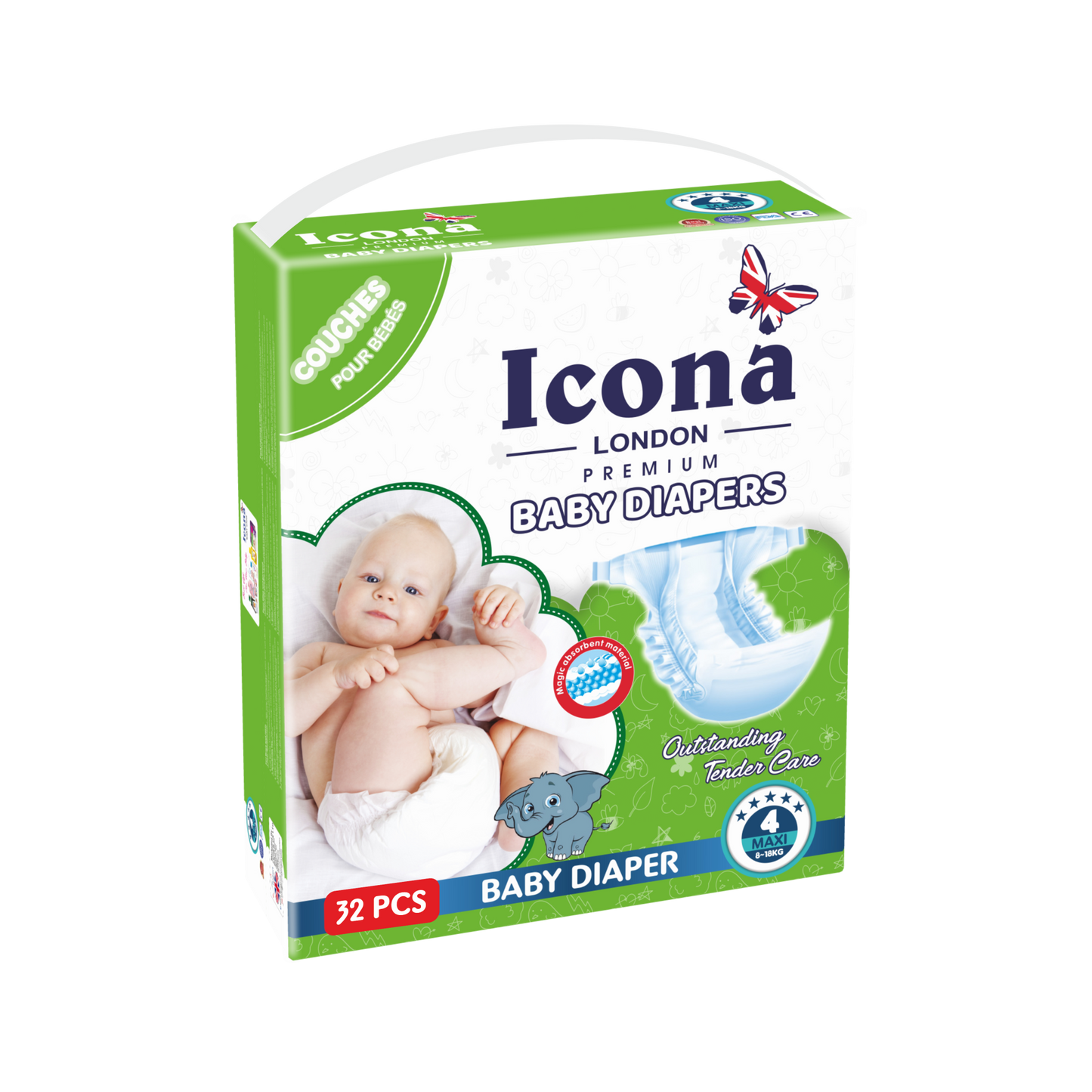 Premium Baby Diapers (Maxi-36 Pieces)