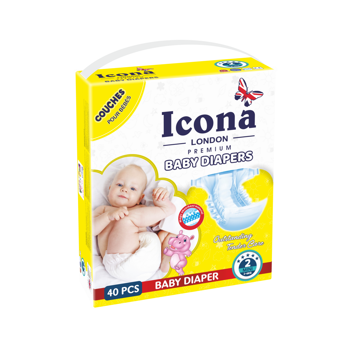 Premium Baby Diapers (Mini-40 Pieces)