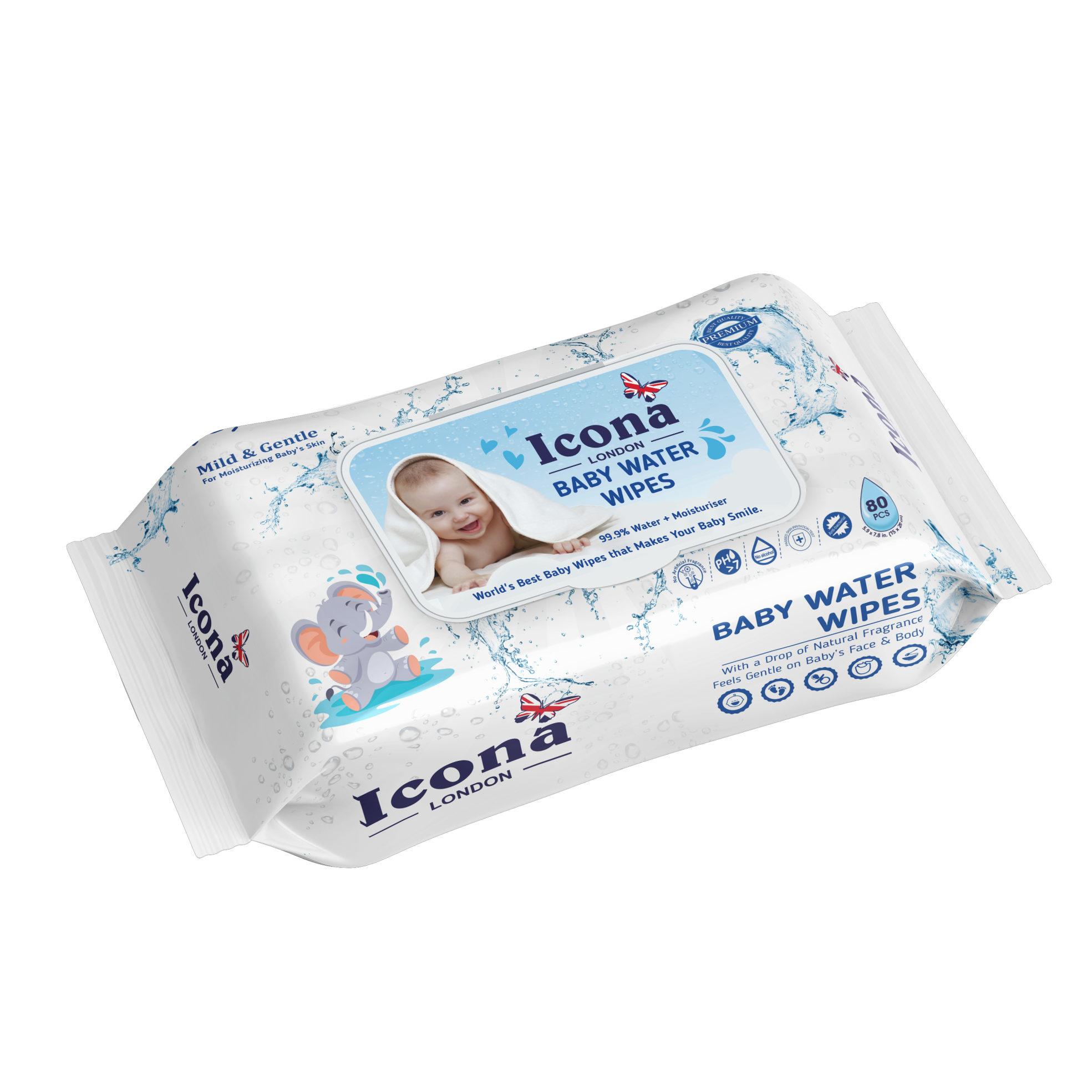 Premium Baby Water Wipes (Blue)