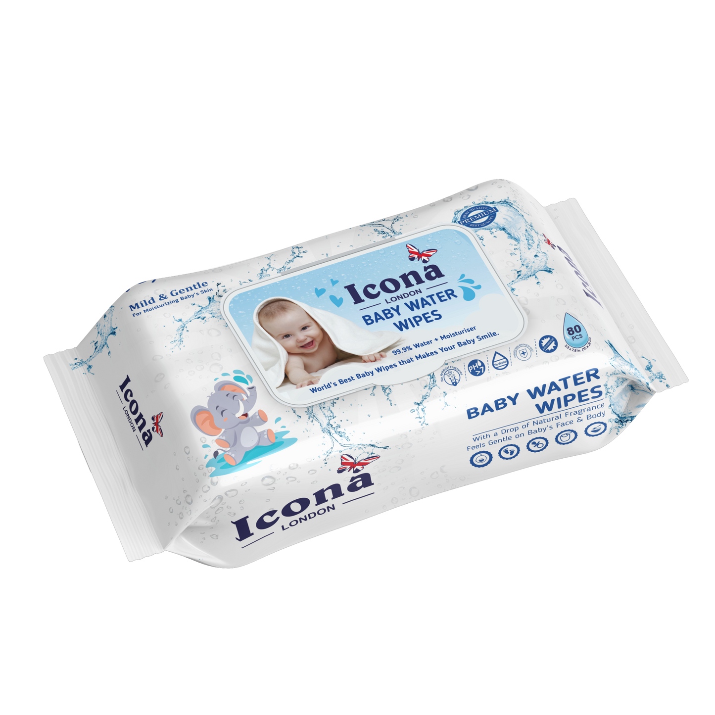 Premium Baby Water Wipes (Blue)