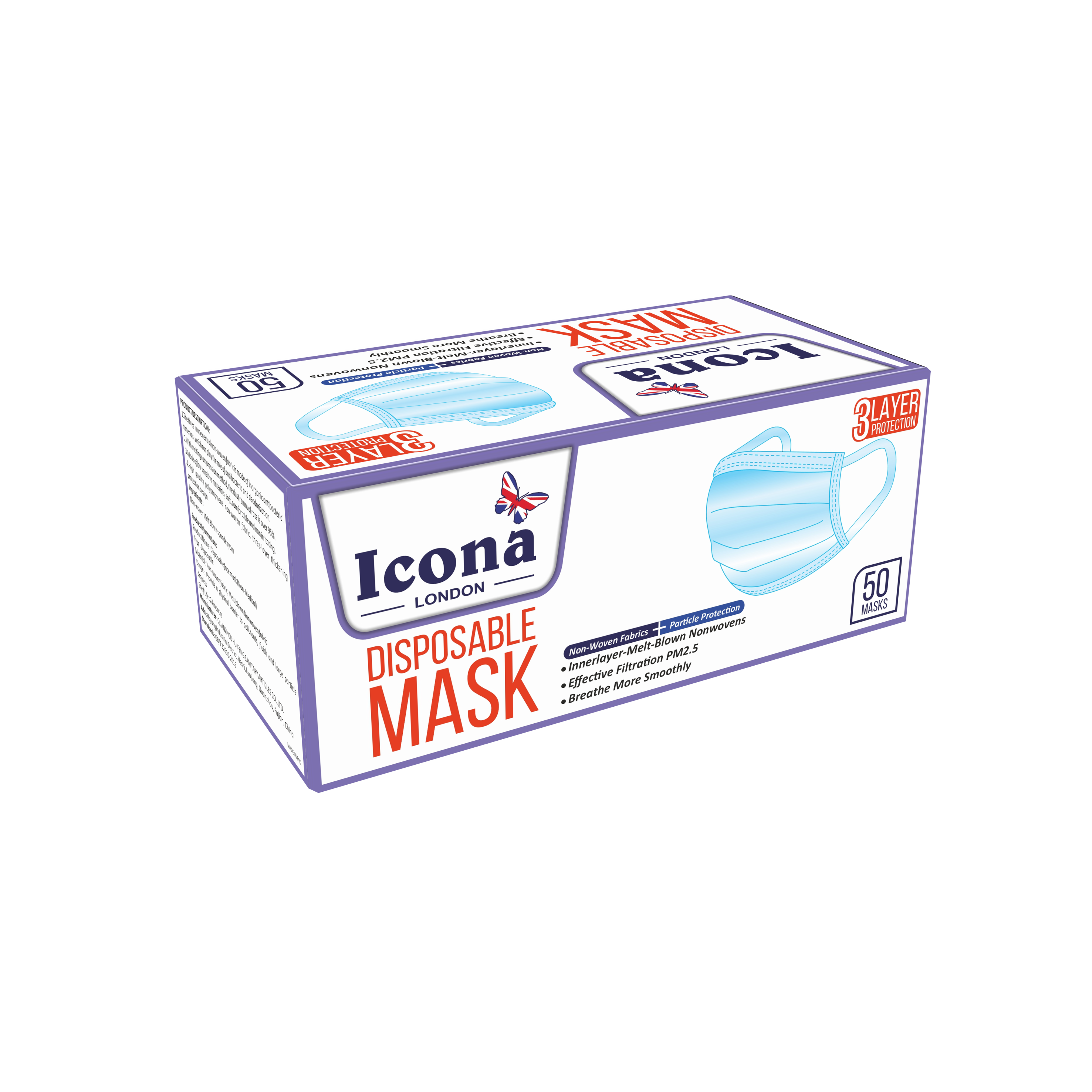 Icona London Disposable Mask (Purple)